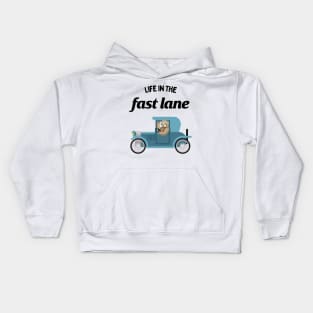 Sloth Driving a Car - Life In The Fast Lane Kids Hoodie